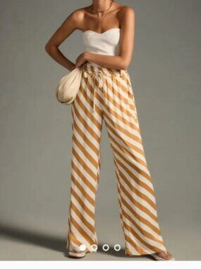 Anthropologie Maeve Printed Wide-Leg Drawstring Pants Size Large
